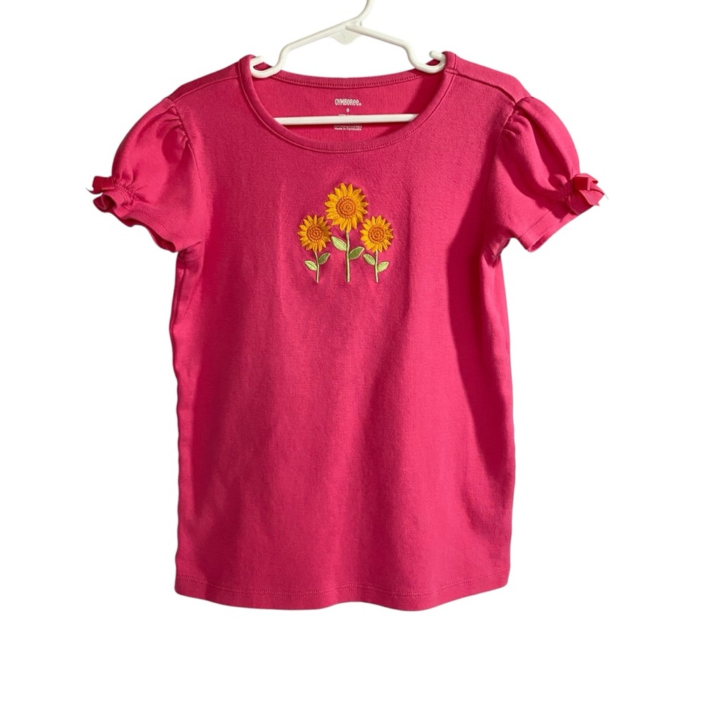 Pink Top with Embroidered Sunflowers by Gymboree Size 8